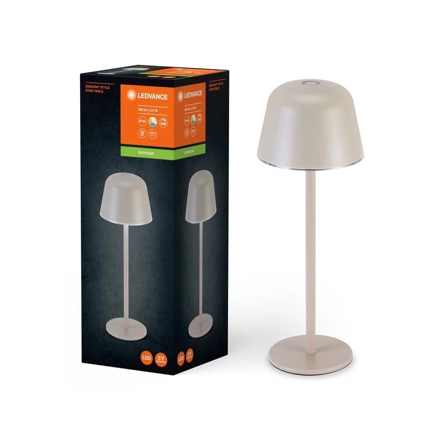 Ledvance - LED Ściemnialna zewnętrzna lampa akumulatorowa TABLE LED/2,5W/5V IP54 beżowa