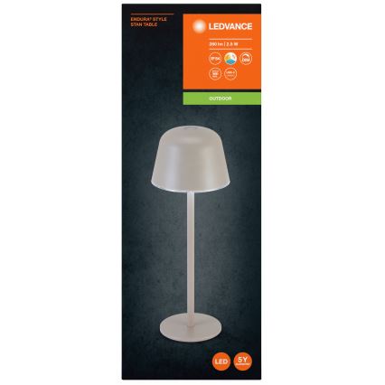 Ledvance - LED Ściemnialna zewnętrzna lampa akumulatorowa TABLE LED/2,5W/5V IP54 beżowa