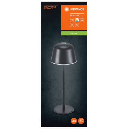 Ledvance - LED Ściemnialna zewnętrzna lampa akumulatorowa TABLE LED/2,5W/5V IP54 czarna