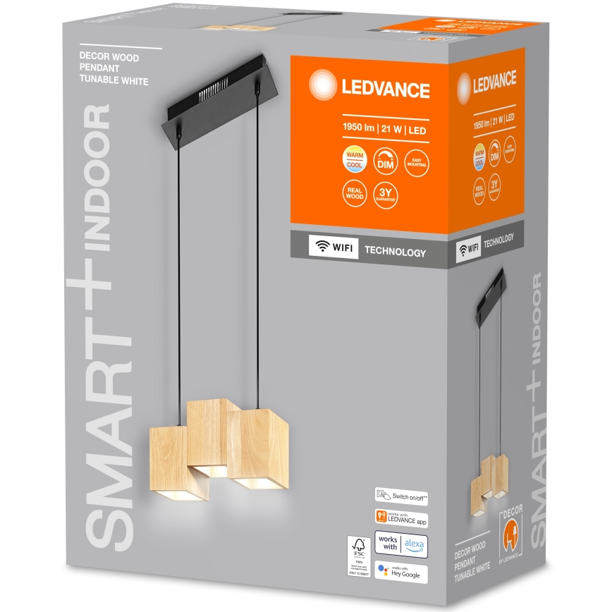 Ledvance - LED Ściemnialny żyrandol na lince DECOR WOOD 3xLED/7W/230V Wi-Fi