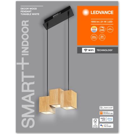 Ledvance - LED Ściemnialny żyrandol na lince DECOR WOOD 3xLED/7W/230V Wi-Fi