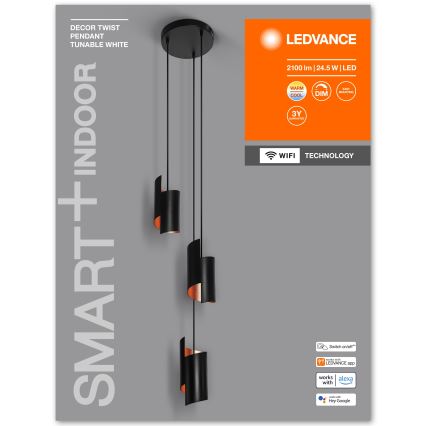 Ledvance - LED Ściemnialny żyrandol na lince SMART+ DECOR 3xLED/8W/230V czarny Wi-Fi