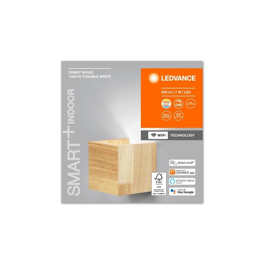 Ledvance - LED Ściemniany kinkiet  SMART+ WOOD LED/7W/230V 3000-6500K Wi-Fi