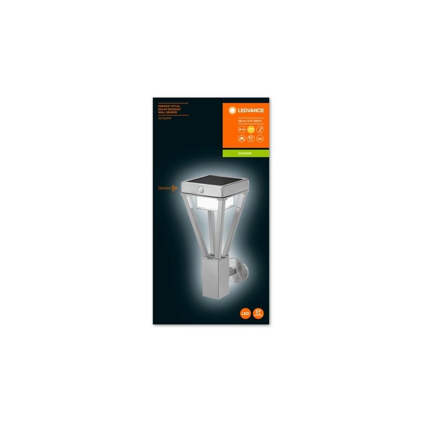 Ledvance - LED Solarna lampa ścienna z czujnikiem ruchu i zmierzchu BOUQUET LED/6W/3,7V 2200 mAh IP44