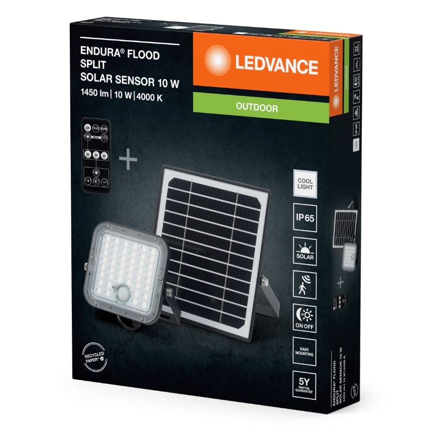 Ledvance - LED Ściemnialny naświetlacz solarny z czujnikiem FLOOD SPLIT LED/10W/3,2V 5000 mAh IP65 + zdalne sterowanie