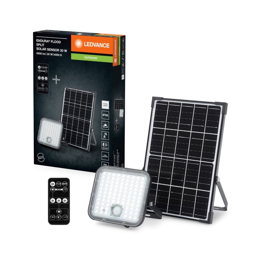 Ledvance - LED Ściemnialny naświetlacz solarny z czujnikiem FLOOD SPLIT LED/30W/6,4V 5000 mAh IP65 + zdalne sterowanie