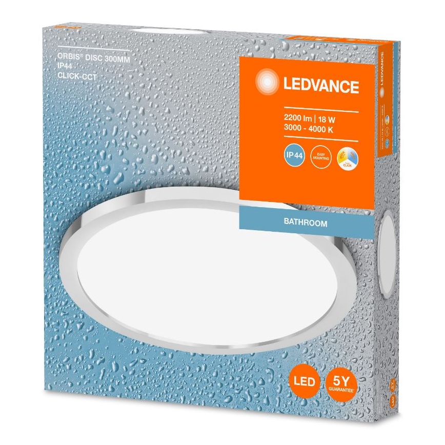 Ledvance - LED sufitowa lampa łazienkowa DISC LED/18W/230V 3000/4000K IP44