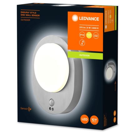 Ledvance - LED Zewnętrzny kinkiet z czujnikiem DISC LED/8W/230V IP44