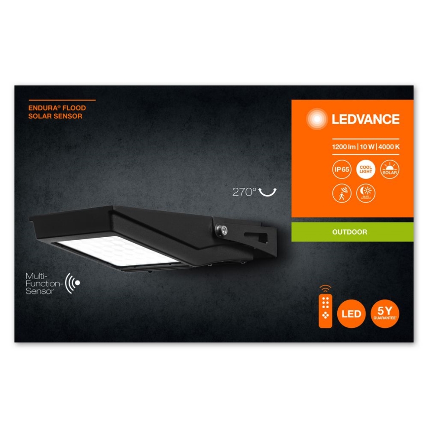 Ledvance - LED Zewnętrzny naświetlacz solarny z czujnikiem FLOOD LED/10W/3,6V 2000 mAh IP65 + zdalne sterowanie