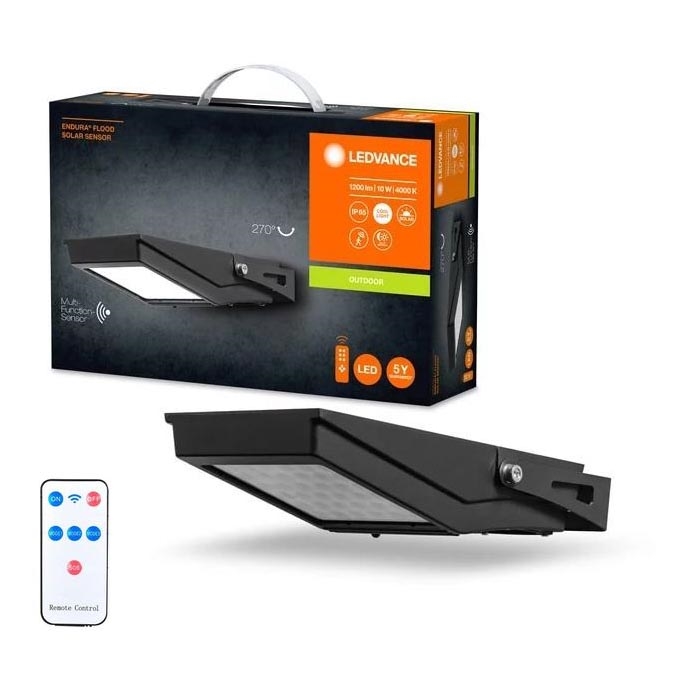 Ledvance - LED Zewnętrzny naświetlacz solarny z czujnikiem ruchu i zmierzchu FLOOD LED/10W/3,6V 2000 mAh IP65 + zdalne sterowanie