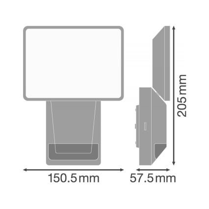 Ledvance - LED Zewnętrzny reflektor ścienny z czujnikiem FLOOD LED/15W/230V IP55