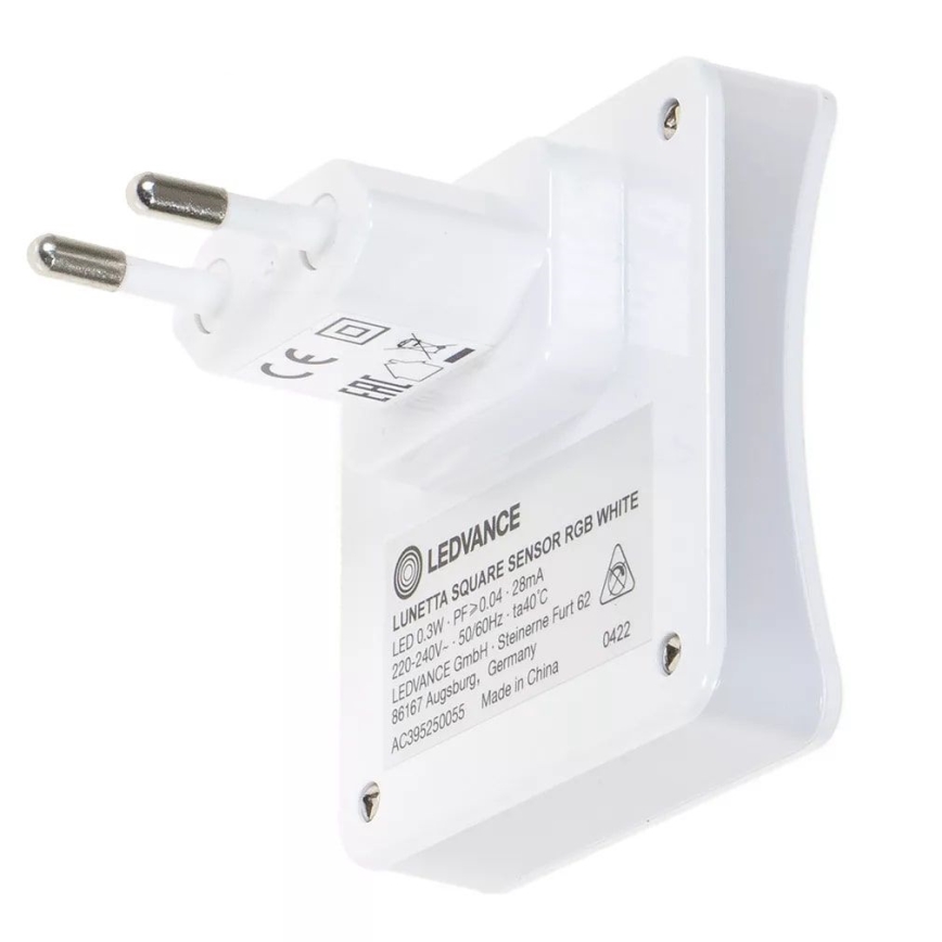 Ledvance - LED RGB lampka orientacyjna do gniazdka z czujnikiem LUNETTA LED/0,3W/230V