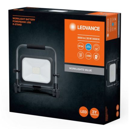 Ledvance - LED Ściemnialny zewnętrzny naświetlacz akumulatorowy WORKLIGHT BATTERY LED/30W/5V IP54