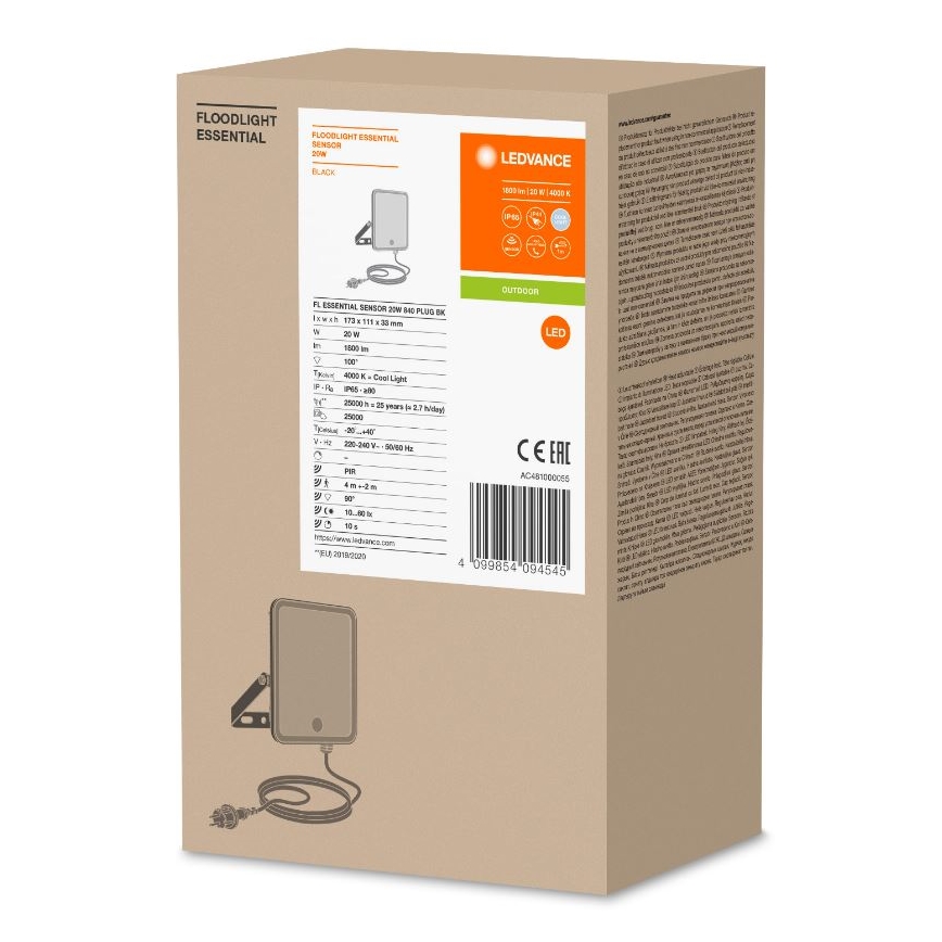 Ledvance - LED Zewnętrzny reflektor ścienny z czujnikiem FLOODLIGHT LED/20W/230V IP65