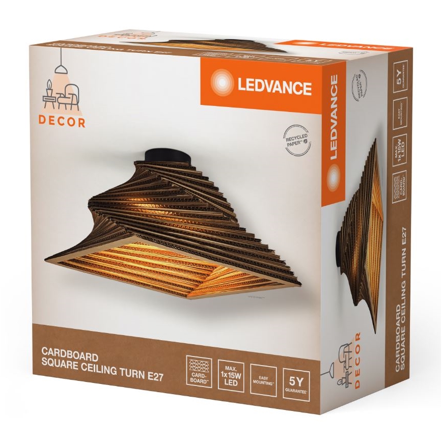 Ledvance - Plafon DECOR CARDBOARD 1xE27/15W/230V 40x40 cm