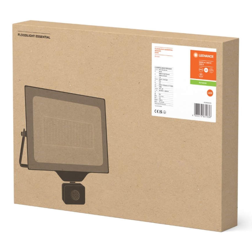 Ledvance - LED zewnętrzny naścienny reflektor z czujnikiem FLOODLIGHT ESSENTIAL LED/200W/230V IP65