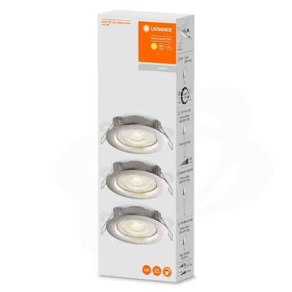 Ledvance - SET 3x LED Ściemnialne oświetlenie wpuszczane SIMPLE LED/4,9W/230V