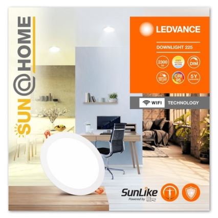 Ledvance - LED Natynkowa oprawa sufitowa ściemnialna SUN@HOME LED/22W/230V 2200-5000 CRI 95 Wi-Fi