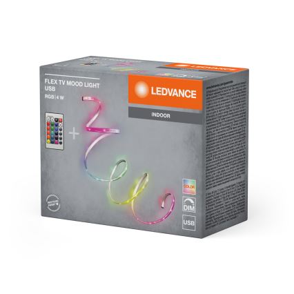 Ledvance - Taśma LED RGB ściemnialna FLEX TV MOOD 1m LED/4W/5V + pilot zdalnego sterowania