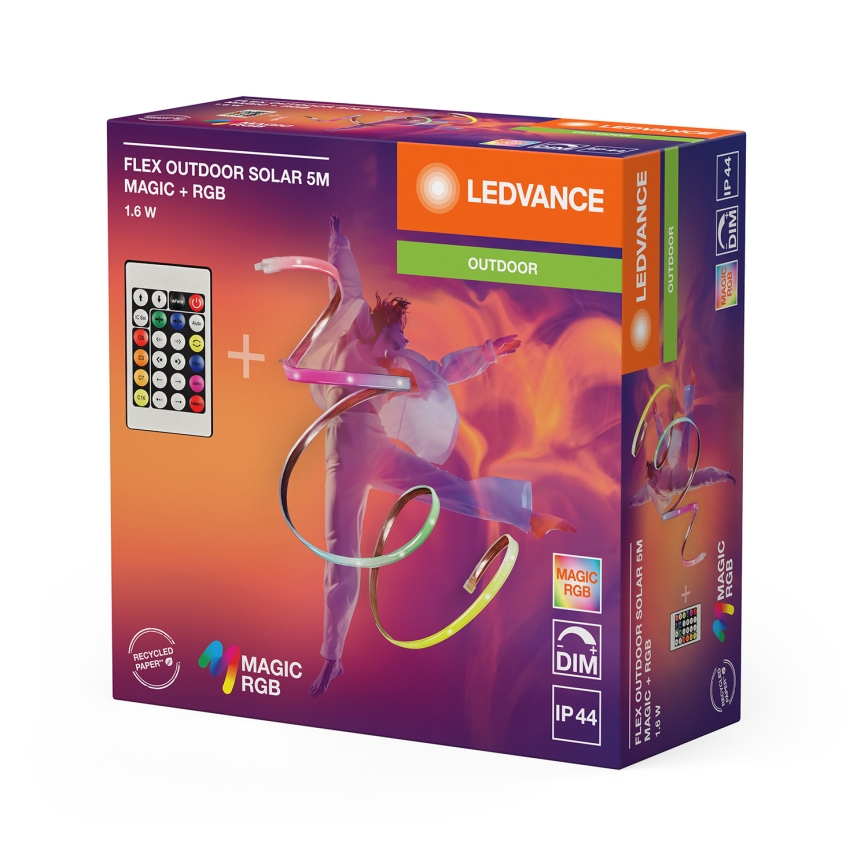 Ledvance - Taśma solarna LED RGB ściemnialna FLEX MAGIC 5m LED/1,6W/5V + pilot zdalnego sterowania