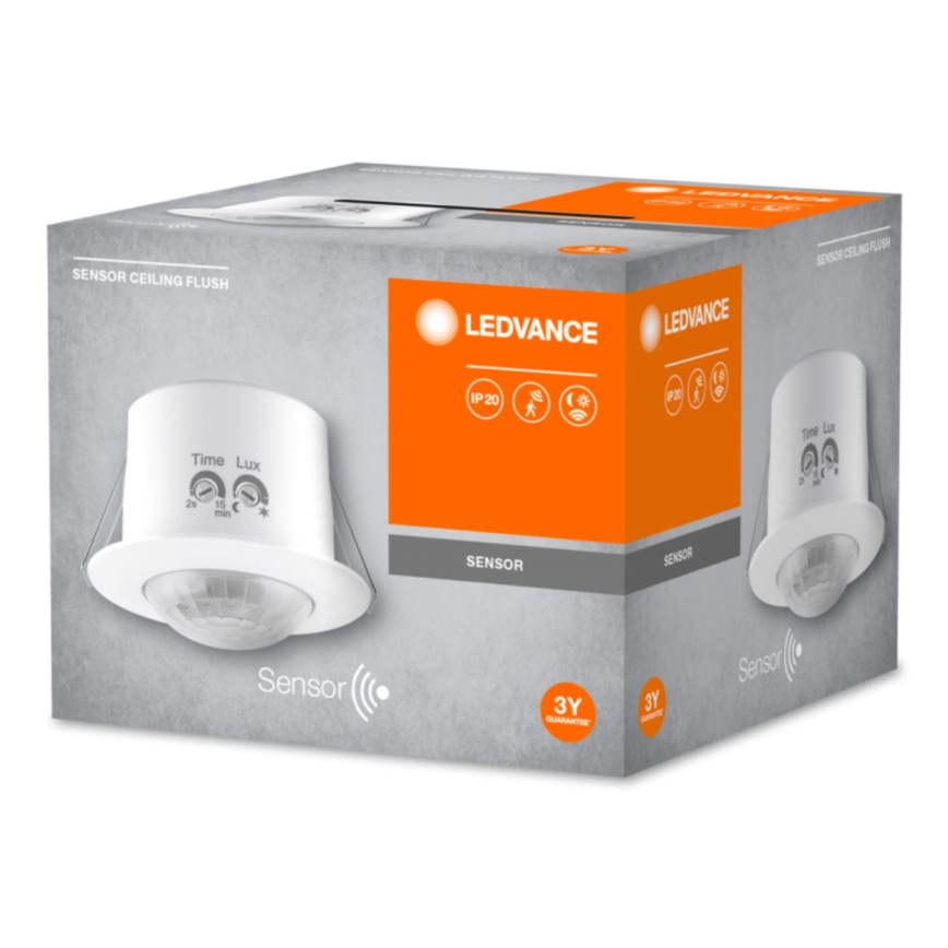 Ledvance - Wbudowany czujnik ruchu na podczerwień FLUSH 230V biały