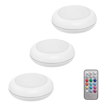 Ledvance - ZESTAW 3x LED RGB Dotykowa lampka orientacyjna DOT-IT LED/0,2W/4,5V + pilot zdalnego sterowania