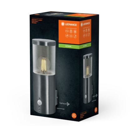 Ledvance - Zewnętrzna lampa ścienna z czujnikiem EBRO 1xE27/20W/230V IP44