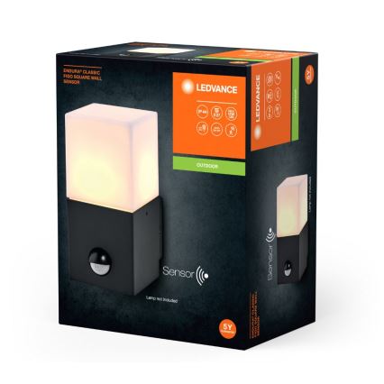Ledvance - Zewnętrzna lampa ścienna z czujnikiem FIGO SQUARE 1xE27/20W/230V