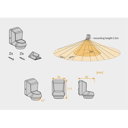 Ledvance - zewnętrzny infrared motion czujnik 230V IP55 antracyt