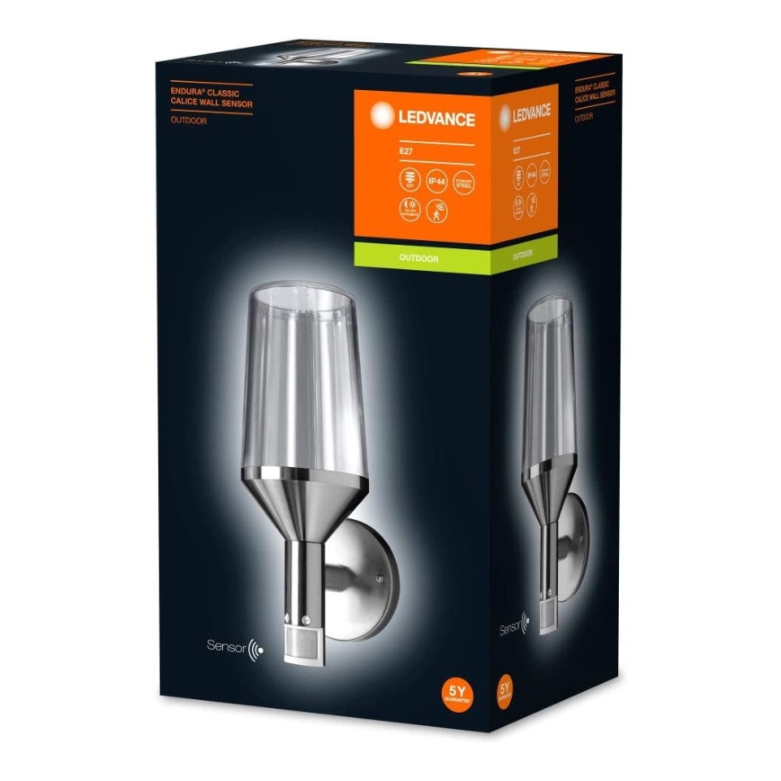 Ledvance - Zewnętrzny kinkiet z czujnikiem CALICE 1xE27/60W/230V IP44