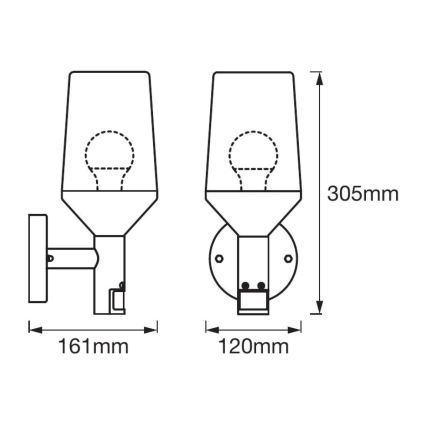 Ledvance - Zewnętrzny kinkiet z czujnikiem CALICE 1xE27/60W/230V IP44