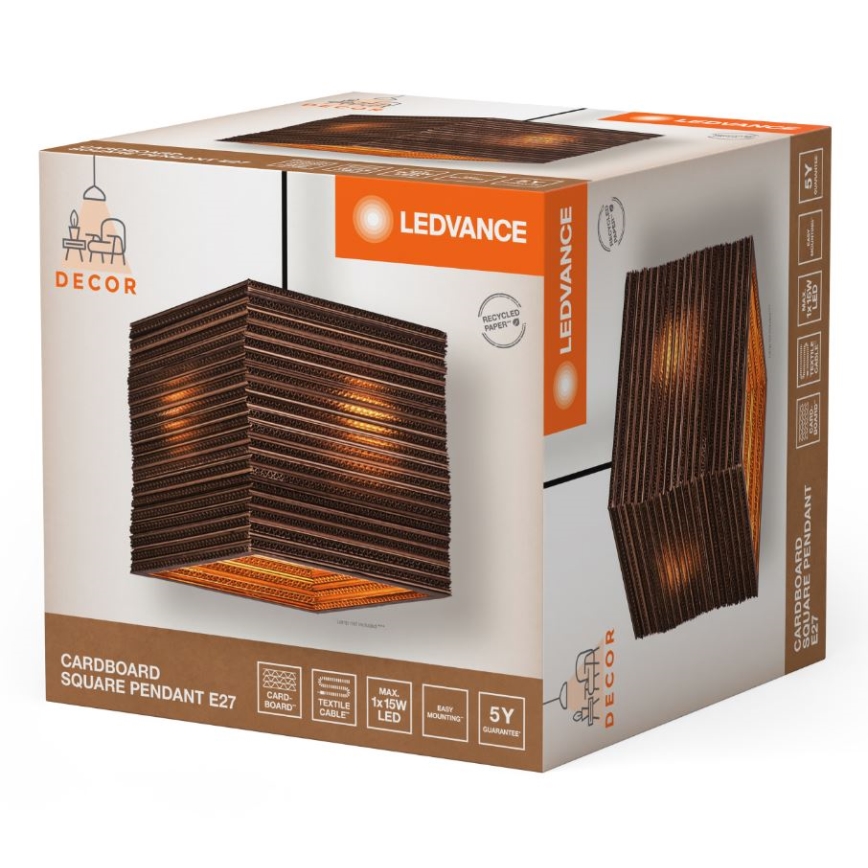 Ledvance - Żyrandol na lince DECOR CARDBOARD 1xE27/15W/230V 25x25 cm