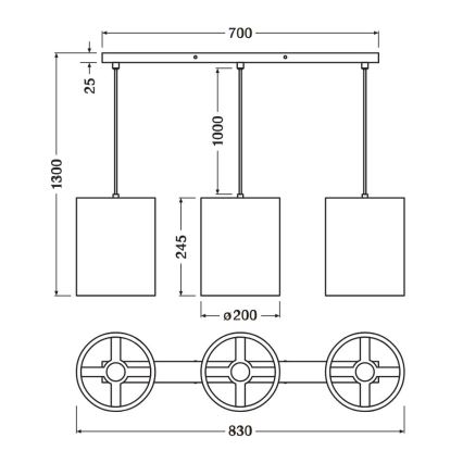 Ledvance - Żyrandol na lince DECOR CARDBOARD 3xE27/15W/230V