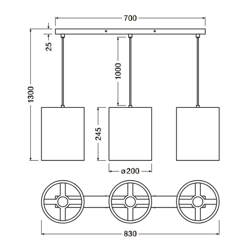 Ledvance - Żyrandol na lince DECOR CARDBOARD 3xE27/15W/230V