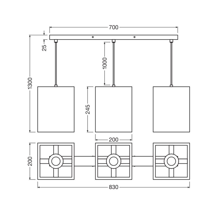 Ledvance - Żyrandol na lince DECOR CARDBOARD 3xE27/15W/230V
