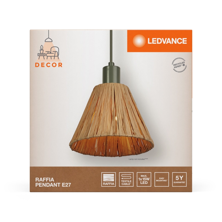 Ledvance - Żyrandol na lince DECOR RAFFIA 1xE27/15W/230V rafia