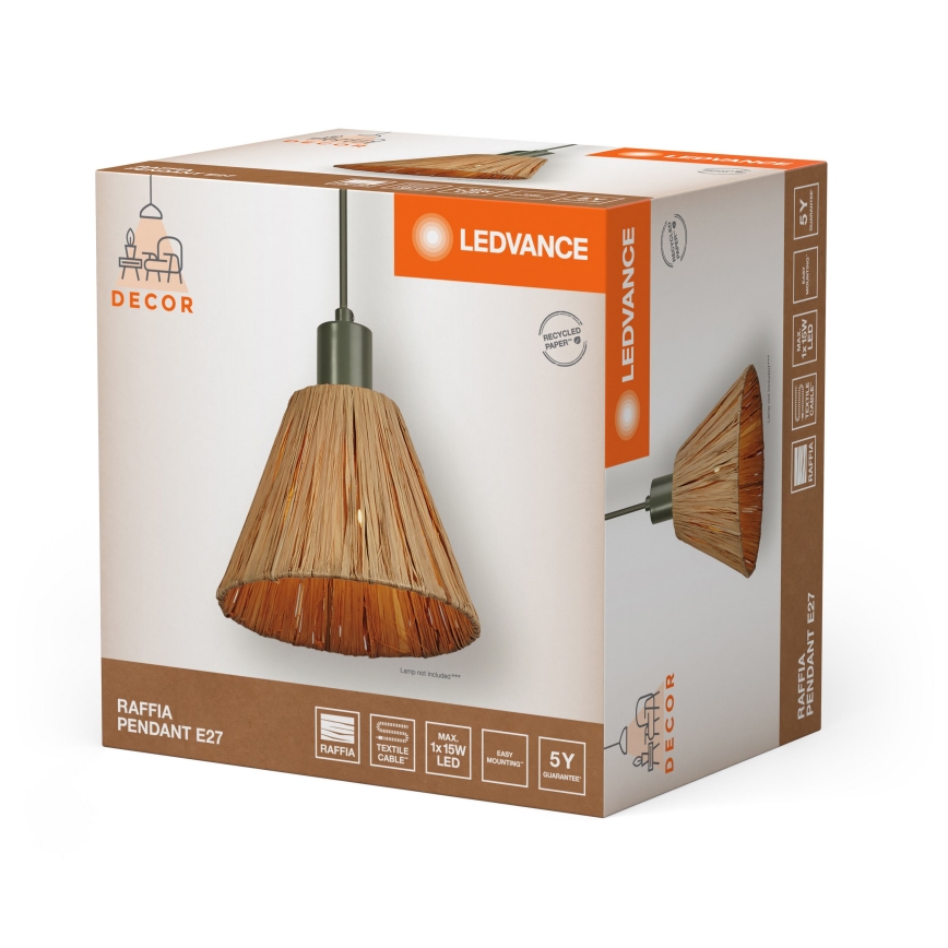 Ledvance - Żyrandol na lince DECOR RAFFIA 1xE27/15W/230V rafia