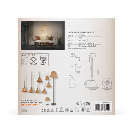 Ledvance - Żyrandol na lince DECOR RAFFIA 1xE27/15W/230V rafia
