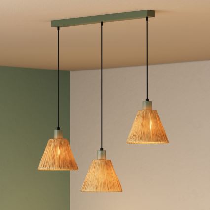 Ledvance - Żyrandol na lince DECOR RAFFIA 3xE27/15W/230V rafia