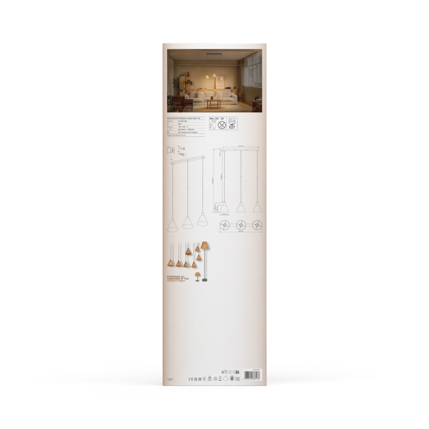Ledvance - Żyrandol na lince DECOR RAFFIA 3xE27/15W/230V rafia