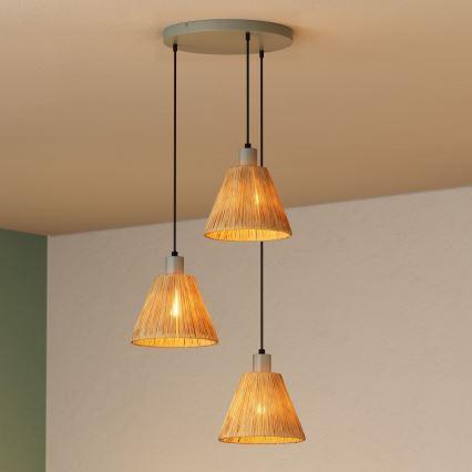 Ledvance - Żyrandol na lince DECOR RAFFIA 3xE27/15W/230V rafia