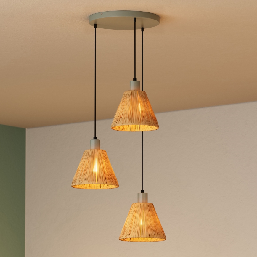 Ledvance - Żyrandol na lince DECOR RAFFIA 3xE27/15W/230V rafia