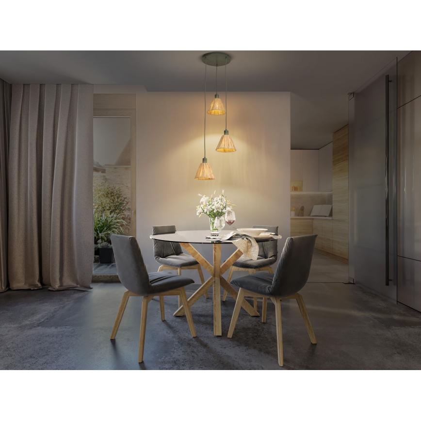 Ledvance - Żyrandol na lince DECOR RAFFIA 3xE27/15W/230V rafia