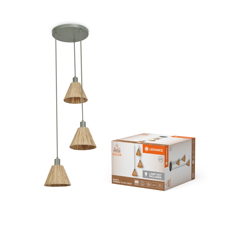 Ledvance - Żyrandol na lince DECOR RAFFIA 3xE27/15W/230V rafia