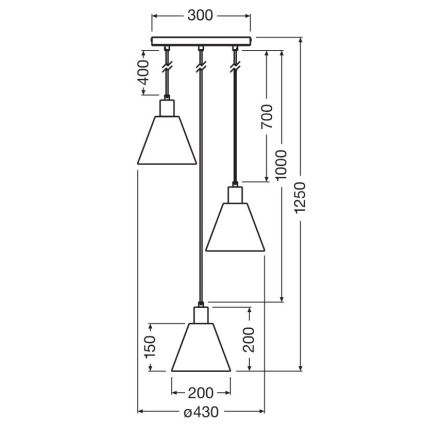 Ledvance - Żyrandol na lince DECOR RAFFIA 3xE27/15W/230V rafia
