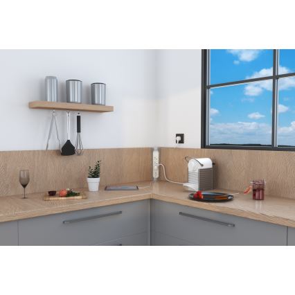 Legrand 049406 - Przedłużacz 3 gniazda Typ E z USB-A i USB-C, 1 m, srebrno-biały