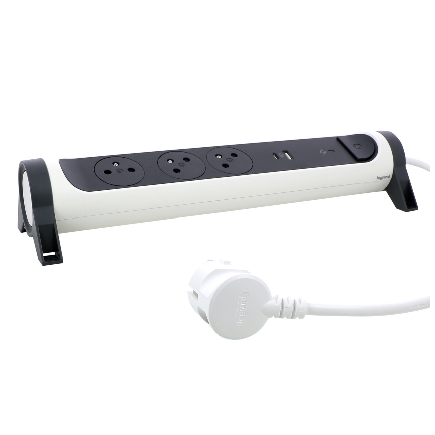 Legrand 049416 - Przedłużacz z wyłącznikiem 3Z Typ E + USB-A + USB-C 1,5m