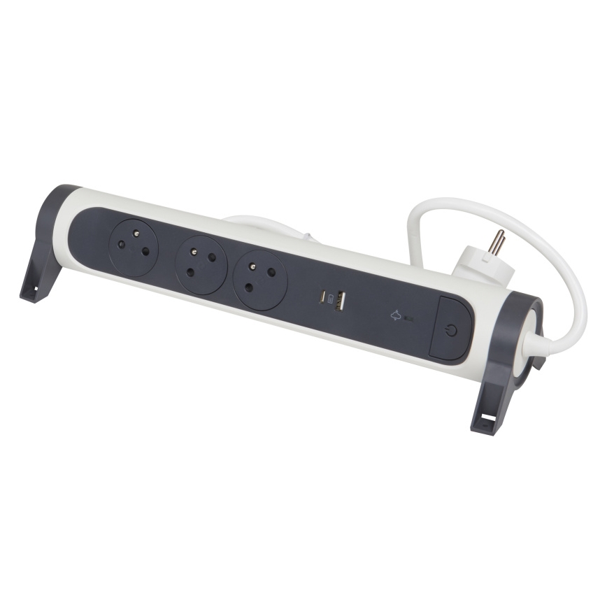 Legrand 049416 - Przedłużacz z wyłącznikiem 3Z Typ E + USB-A + USB-C 1,5m