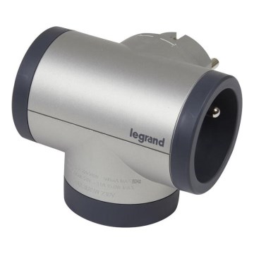 Legrand 049439-Rozgałęźnik obrotowy 2Z Typ E, F + USB-A + USB-C srebrny/czarny