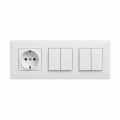 Legrand - 2x Podwójny łącznik schodowy č. 5 i gniazdo domowe SCHUKO z ramką NILOE STEP 250V biały